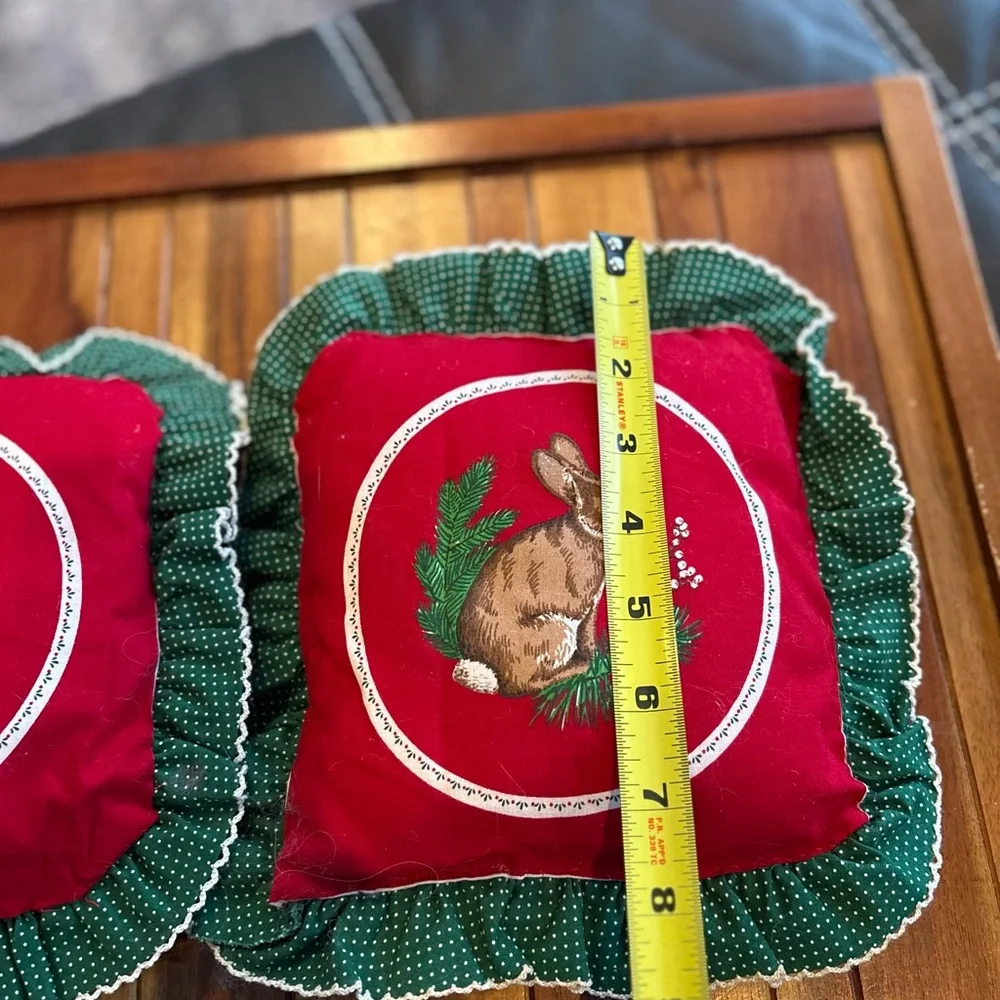 Vintage Double Sided Quilted Wildlife Throw Pillow Set Cottage core Holiday